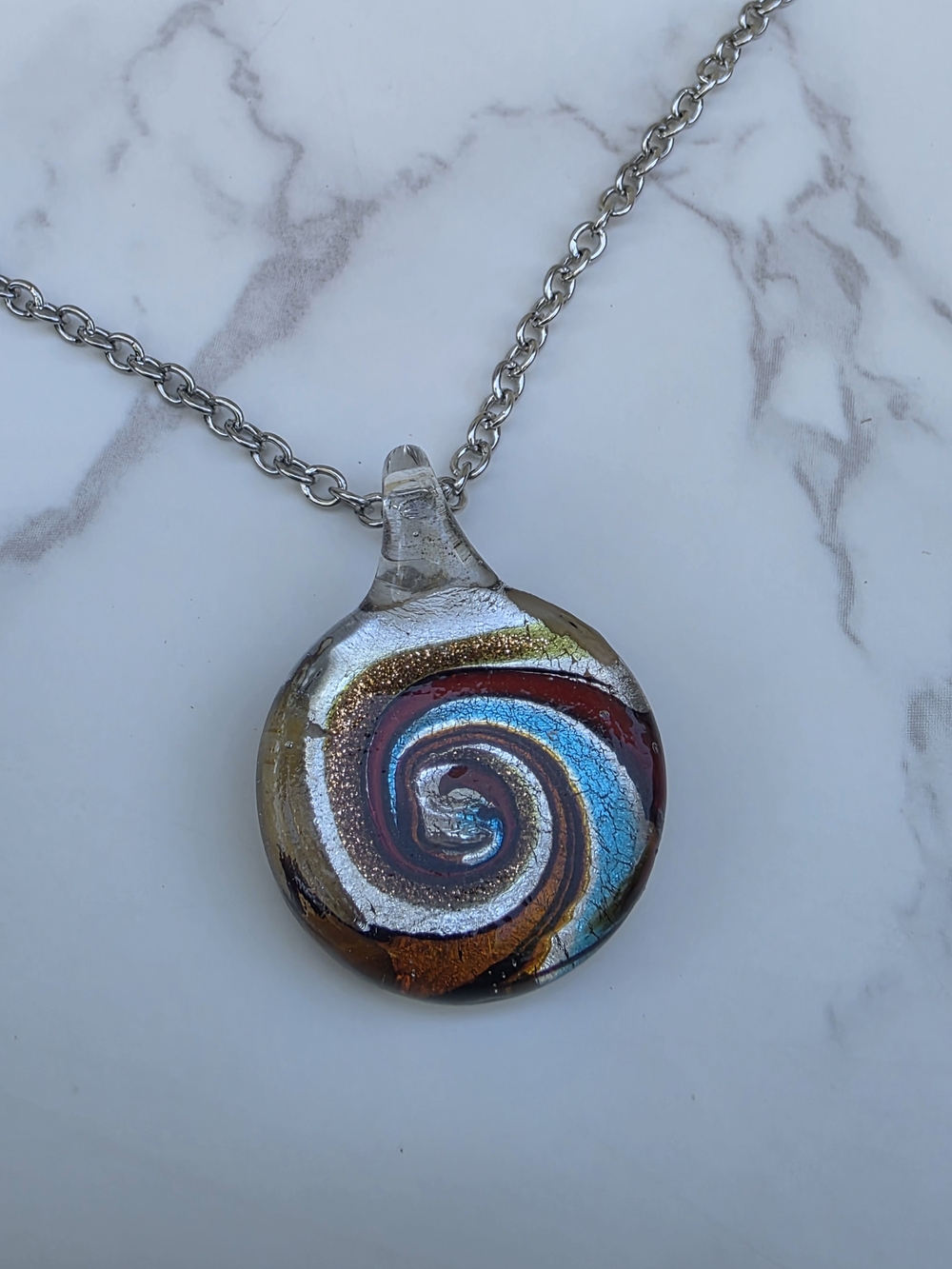 Swirled Glass Pendant Necklace in Multicolor